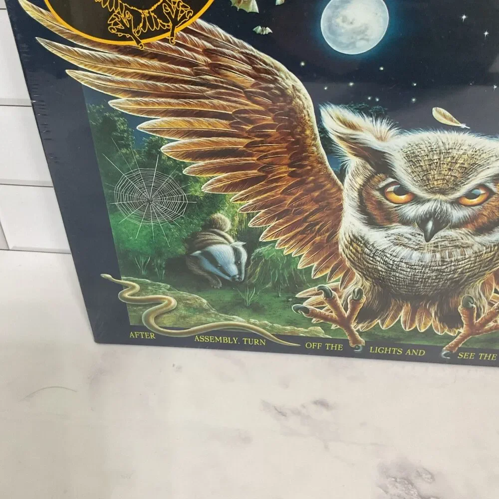 Ceaco glo zone great horned owl, 48 pcs floor puzzle.new